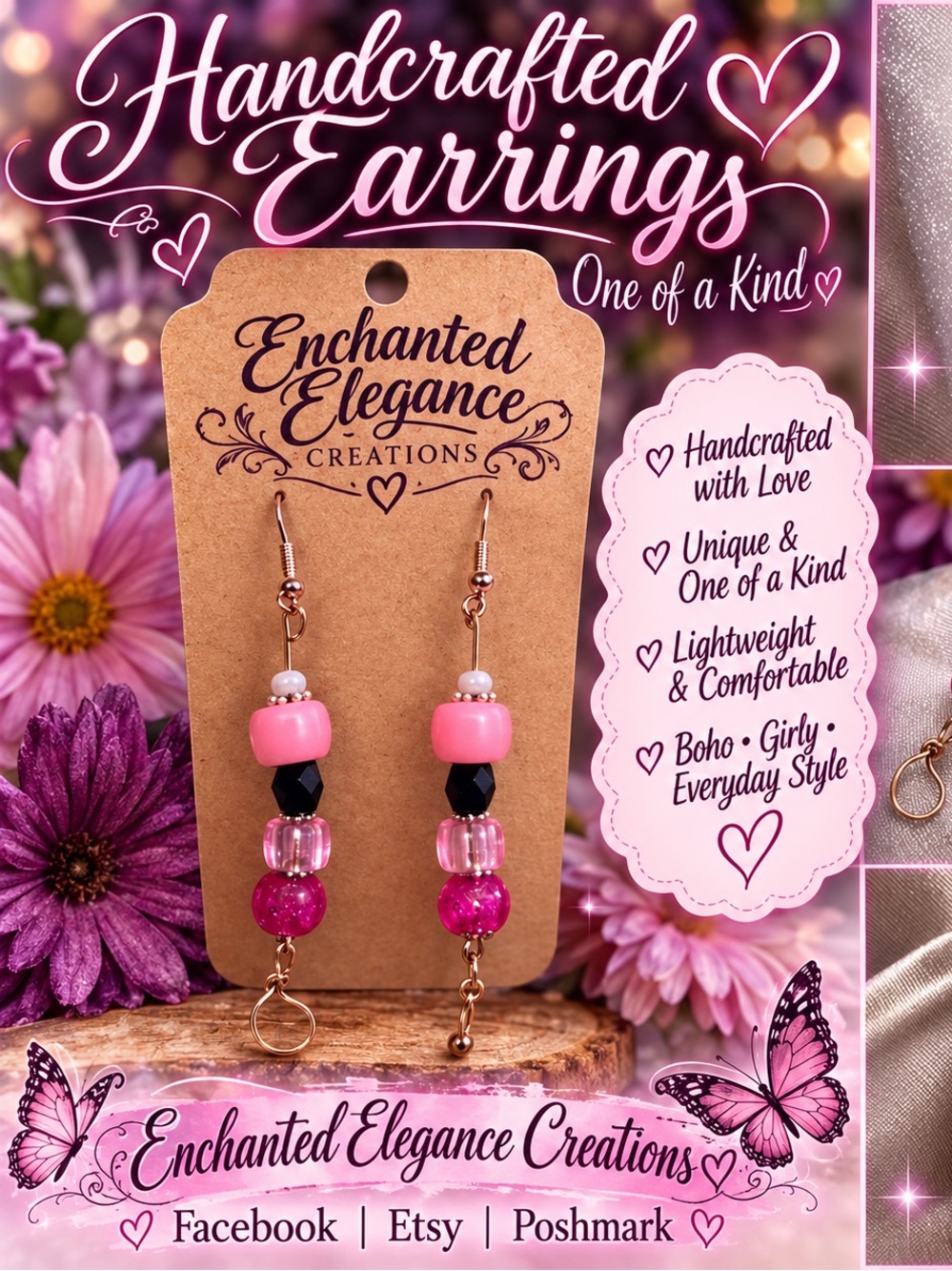 Enchanted Elegance Pink Beaded Dangle Earrings